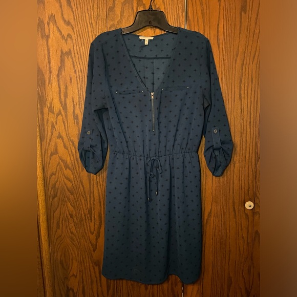 Maurice’s Teal Zip-Front Drawstring Dress with Star Print, Size M - Picture 1 of 3